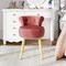 Velvet Vanity Chair with Tufted Back Rubber Wood Frame Small Makeup Stool for Bedroom